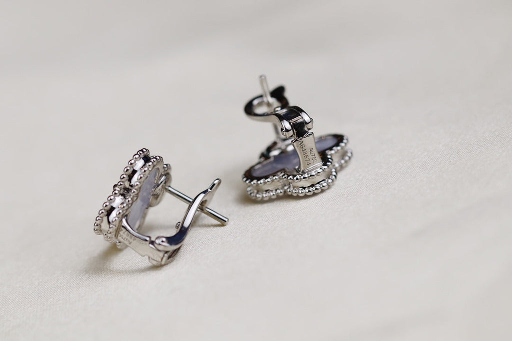 Van Cleef & Arpels VINTAGE CLOVER SILVER MOP EARRINGS