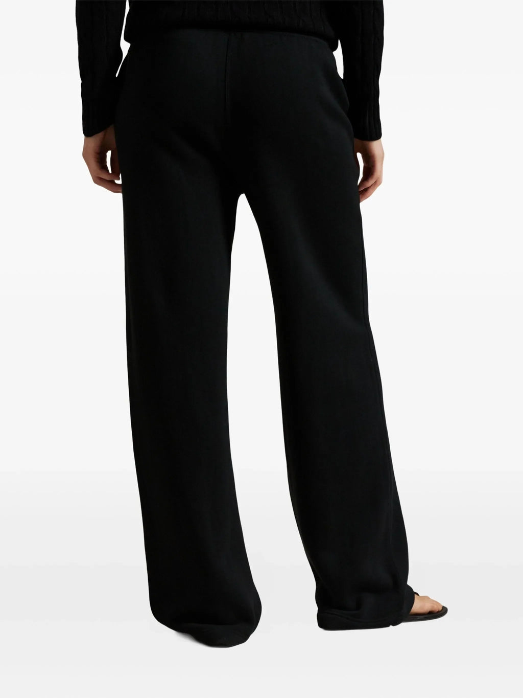 RALPH LAUREN WOMEN Drawstring Wide-Leg Tracksuit Bottoms Polo Black