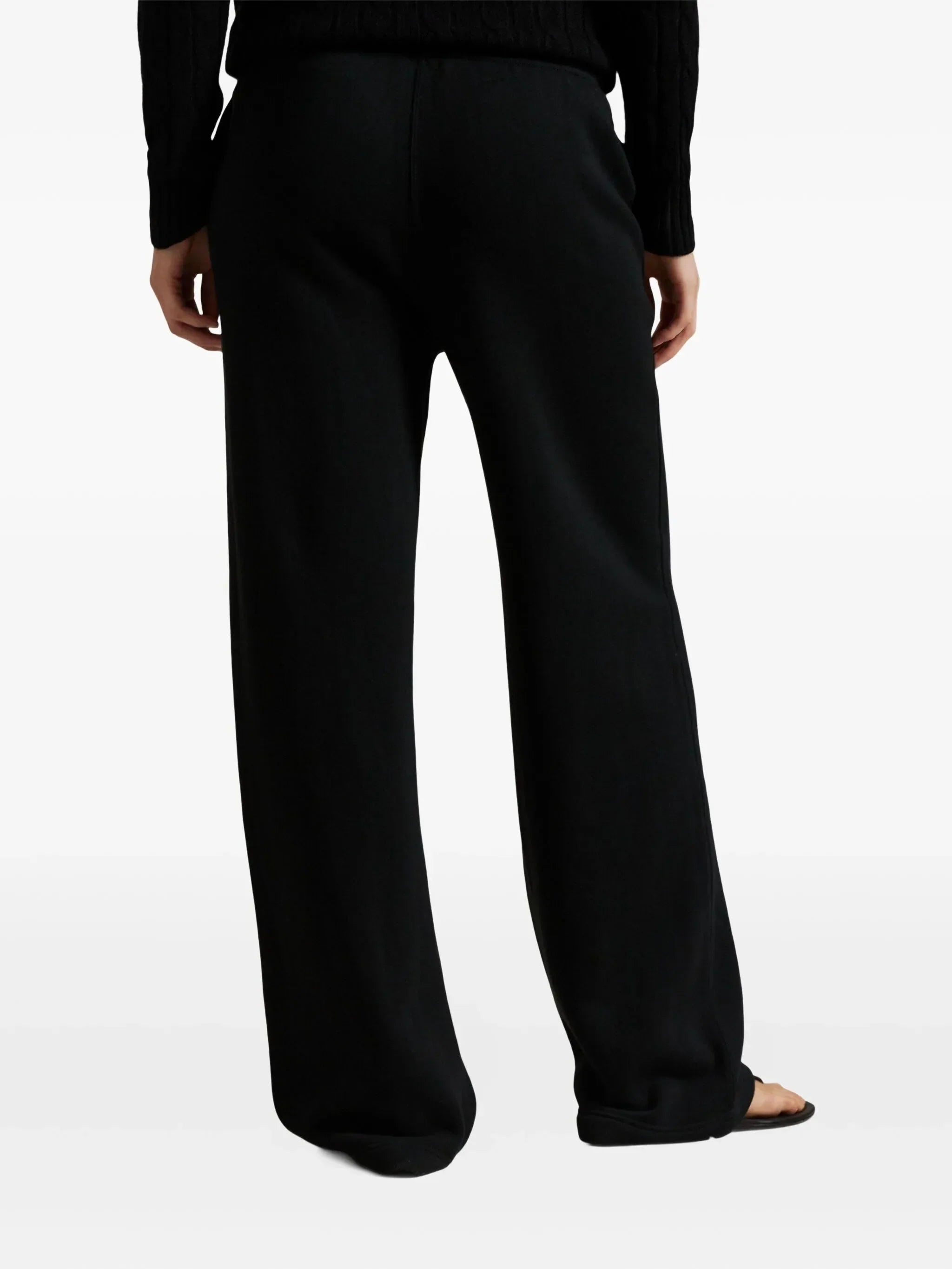RALPH LAUREN WOMEN Drawstring Wide-Leg Tracksuit Bottoms Polo Black