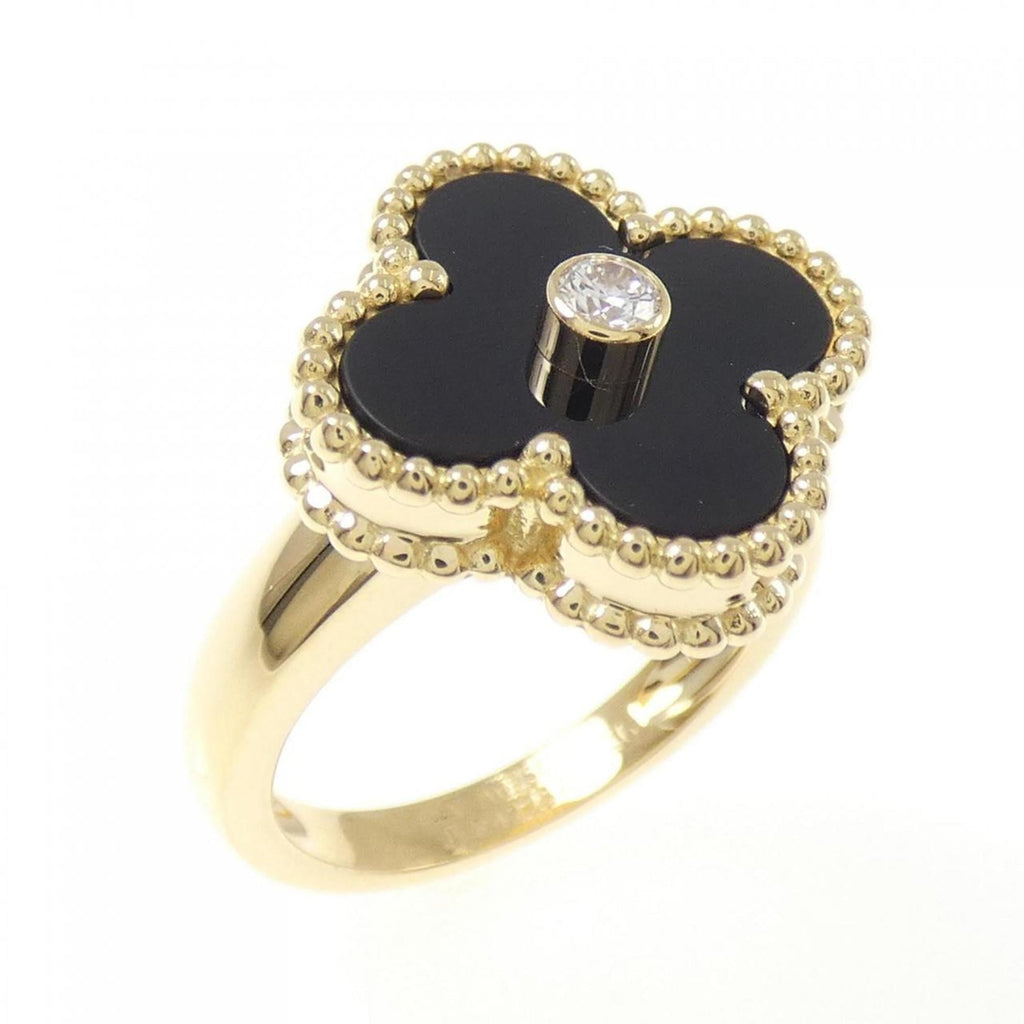 Vintage Alhambra Ring 18K Yellow Gold and Onyx