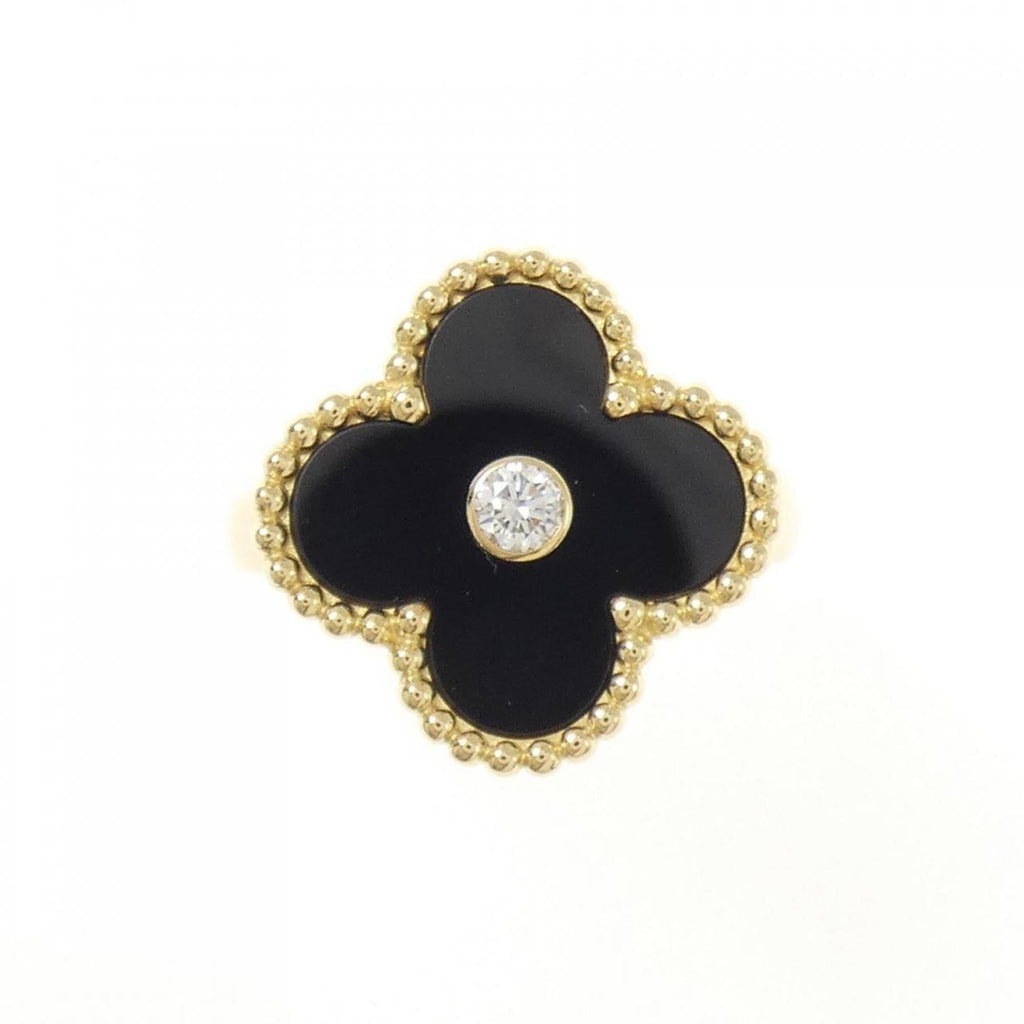 Vintage Alhambra Ring 18K Yellow Gold and Onyx