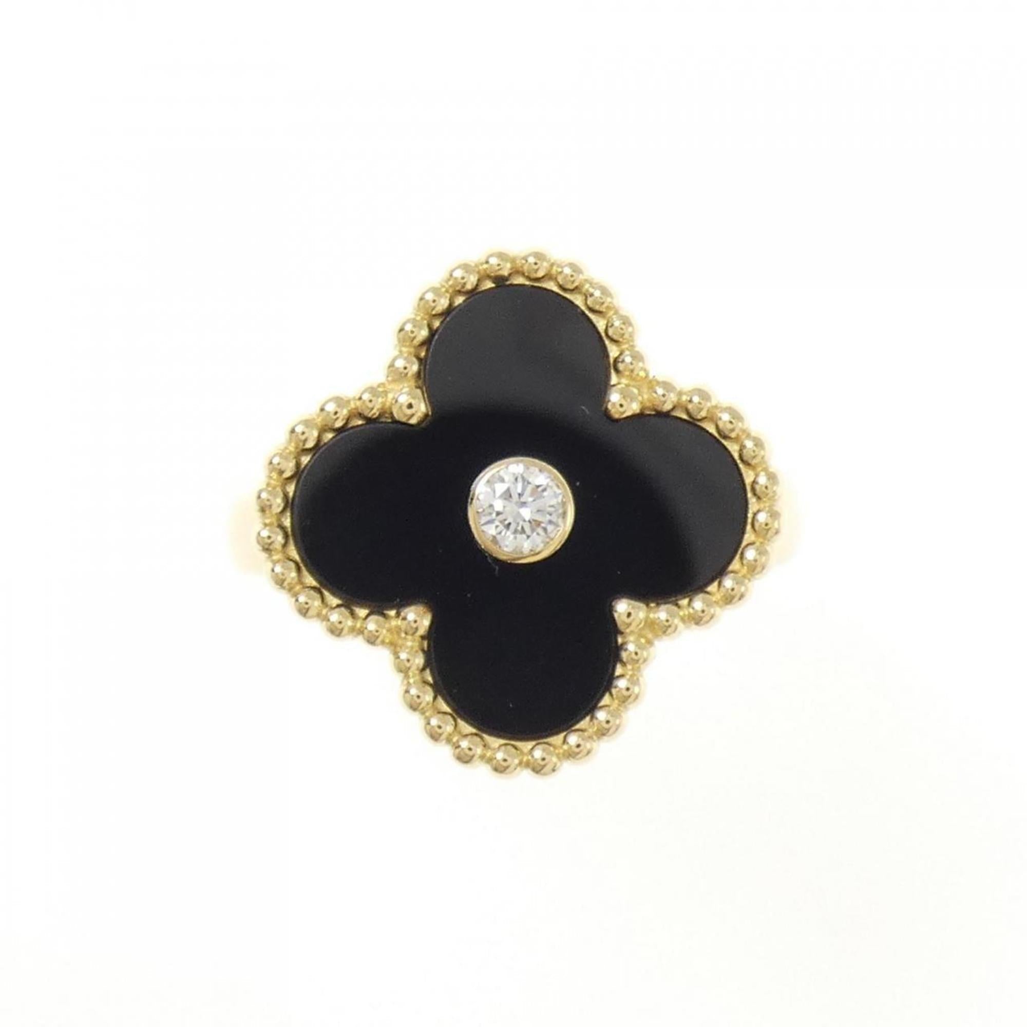 Vintage Alhambra Ring 18K Yellow Gold and Onyx