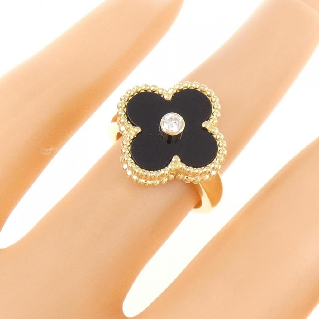Vintage Alhambra Ring 18K Yellow Gold and Onyx