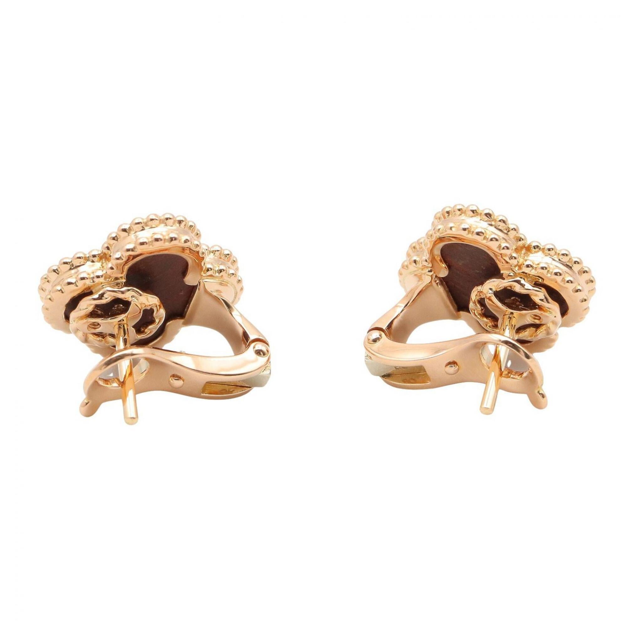 Vintage Alhambra Earrings 18K Rose Gold and Onyx 18K Rose Gold