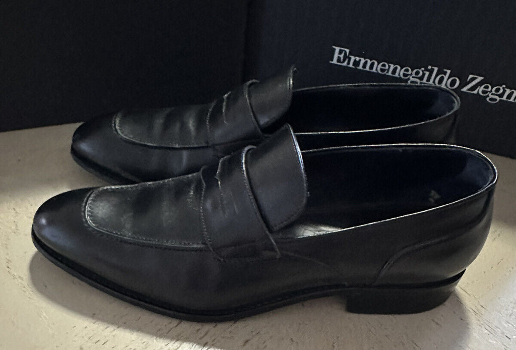 $1395 Ermenegildo Zegna Couture Leather Loafers Shoes Black 10 US/43 Eu Italy