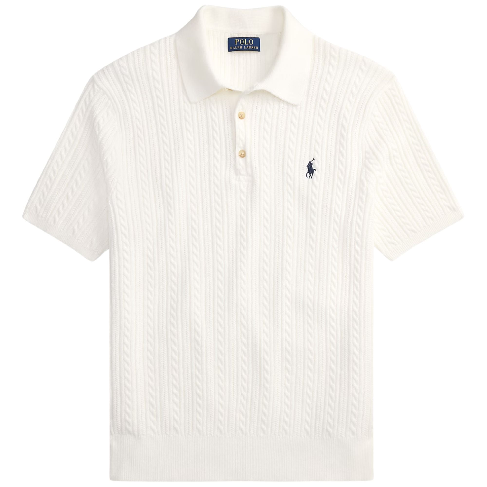 Polo Ralph Lauren Cable-Knit Cotton Polo Shirt - White