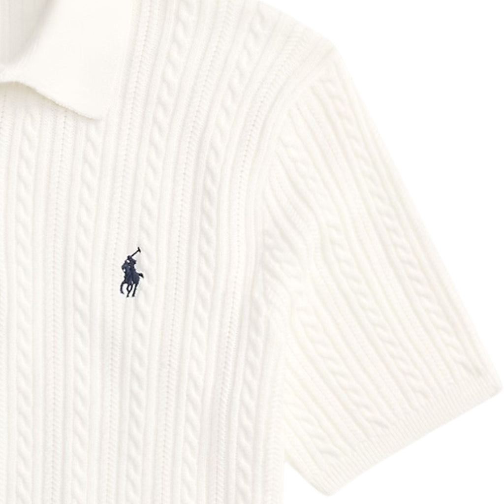 Polo Ralph Lauren Cable-Knit Cotton Polo Shirt - White