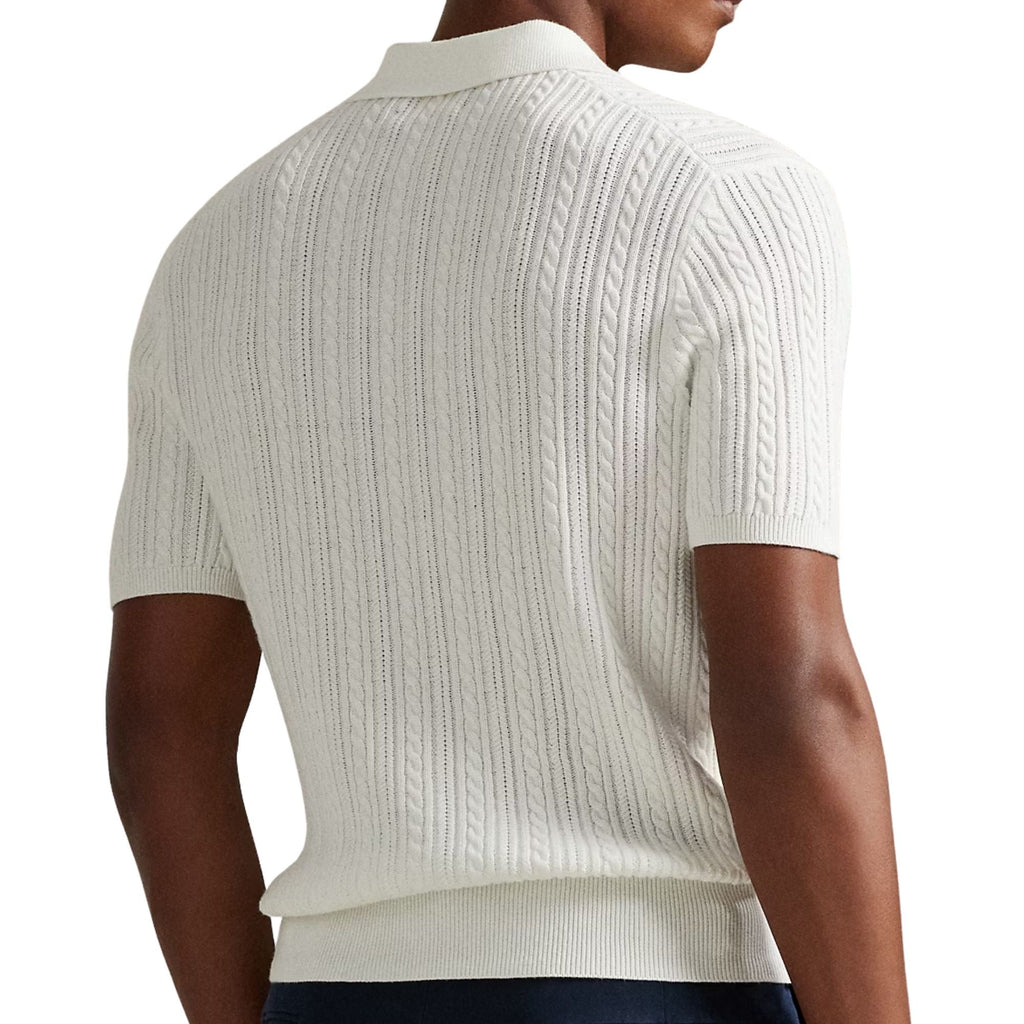Polo Ralph Lauren Cable-Knit Cotton Polo Shirt - White