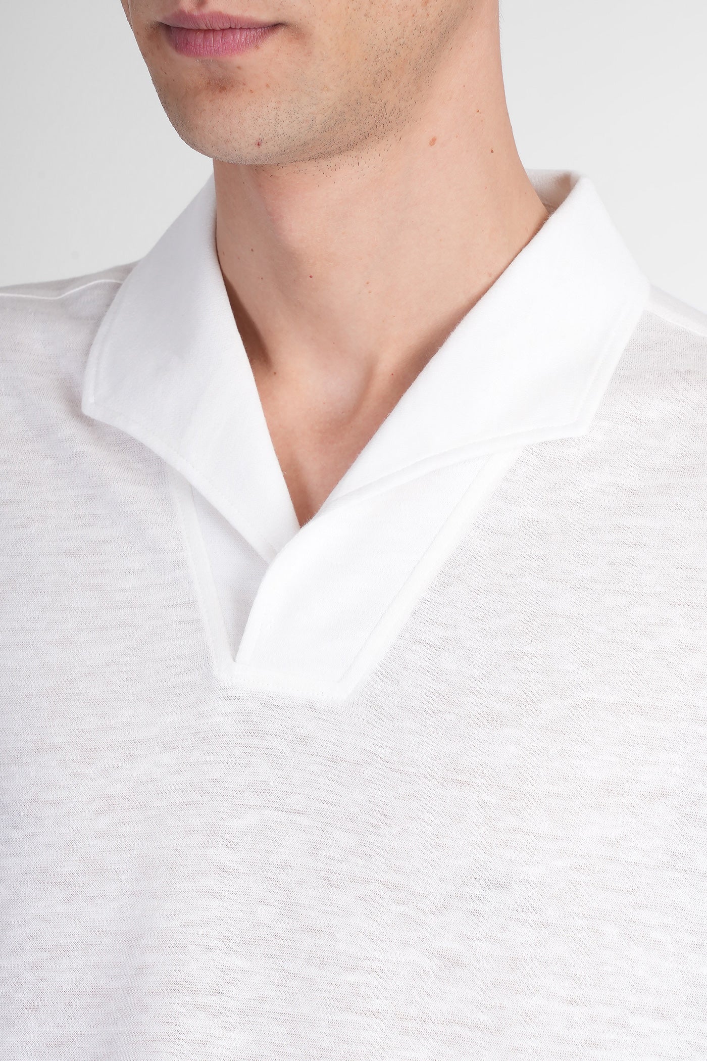 Polo in beige linen