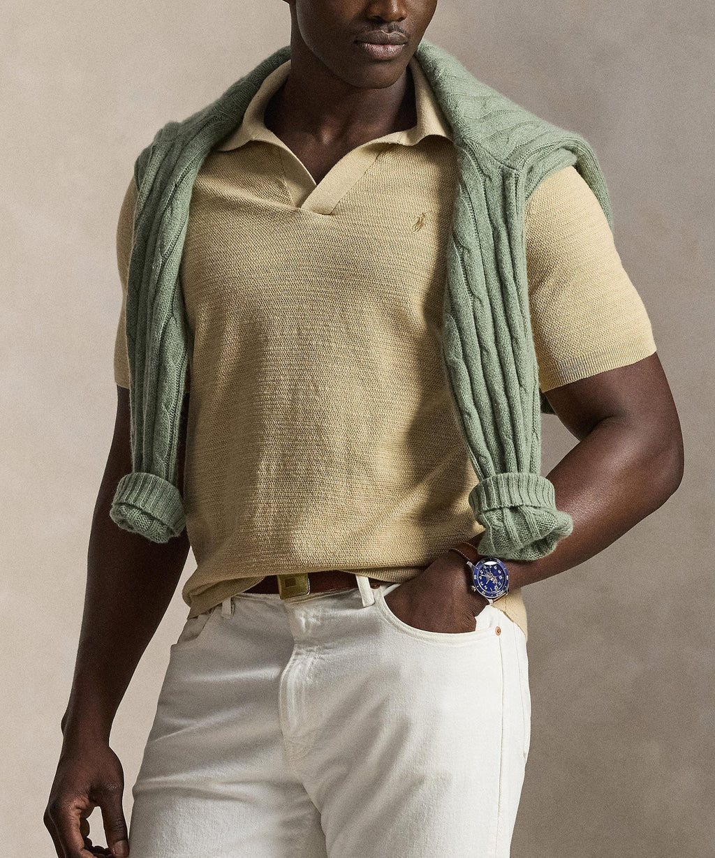 Polo Ralph Lauren Short Sleeve Cotton Linen Polo Sweater