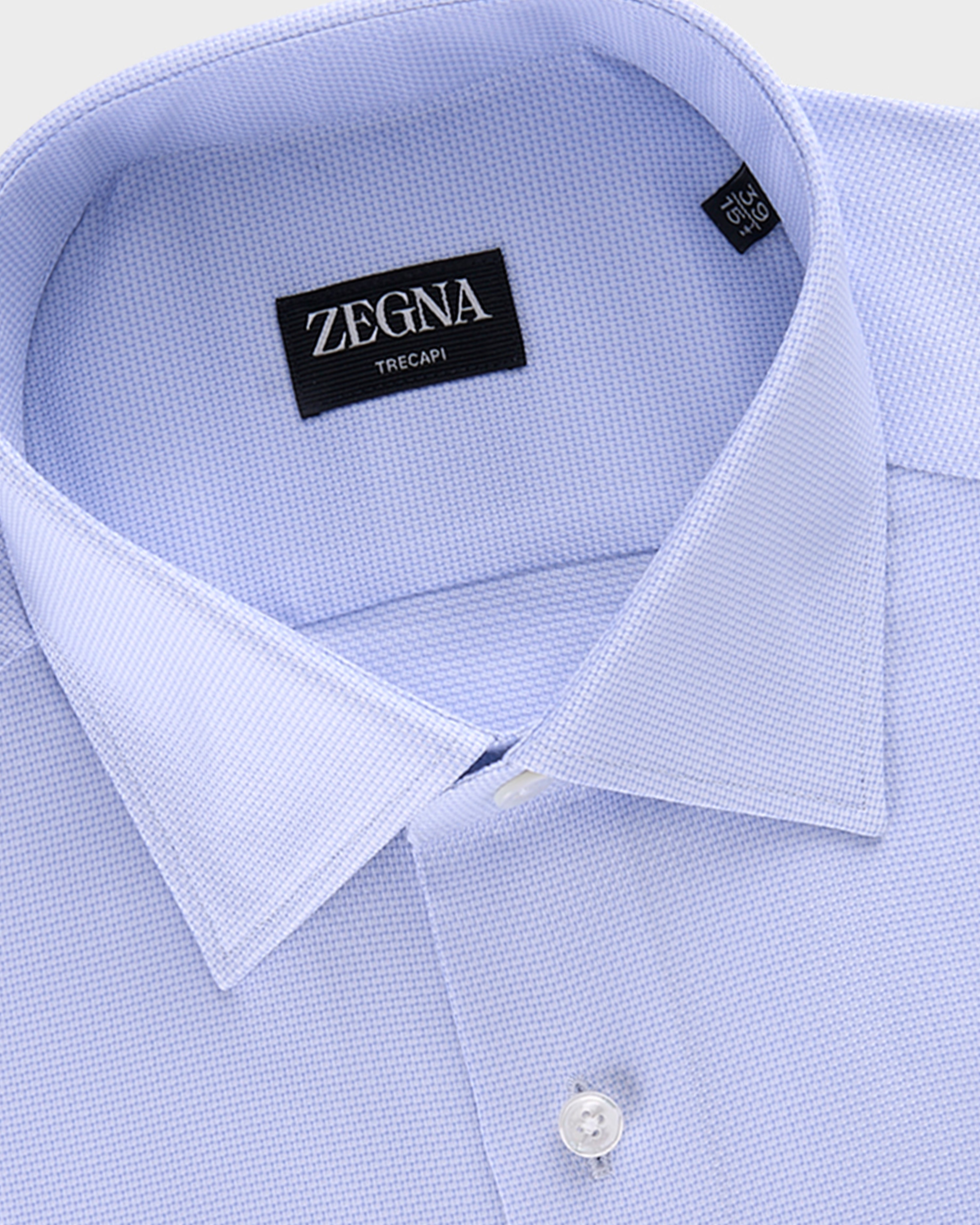Blue Microtexture Trecapi Cotton Shirt