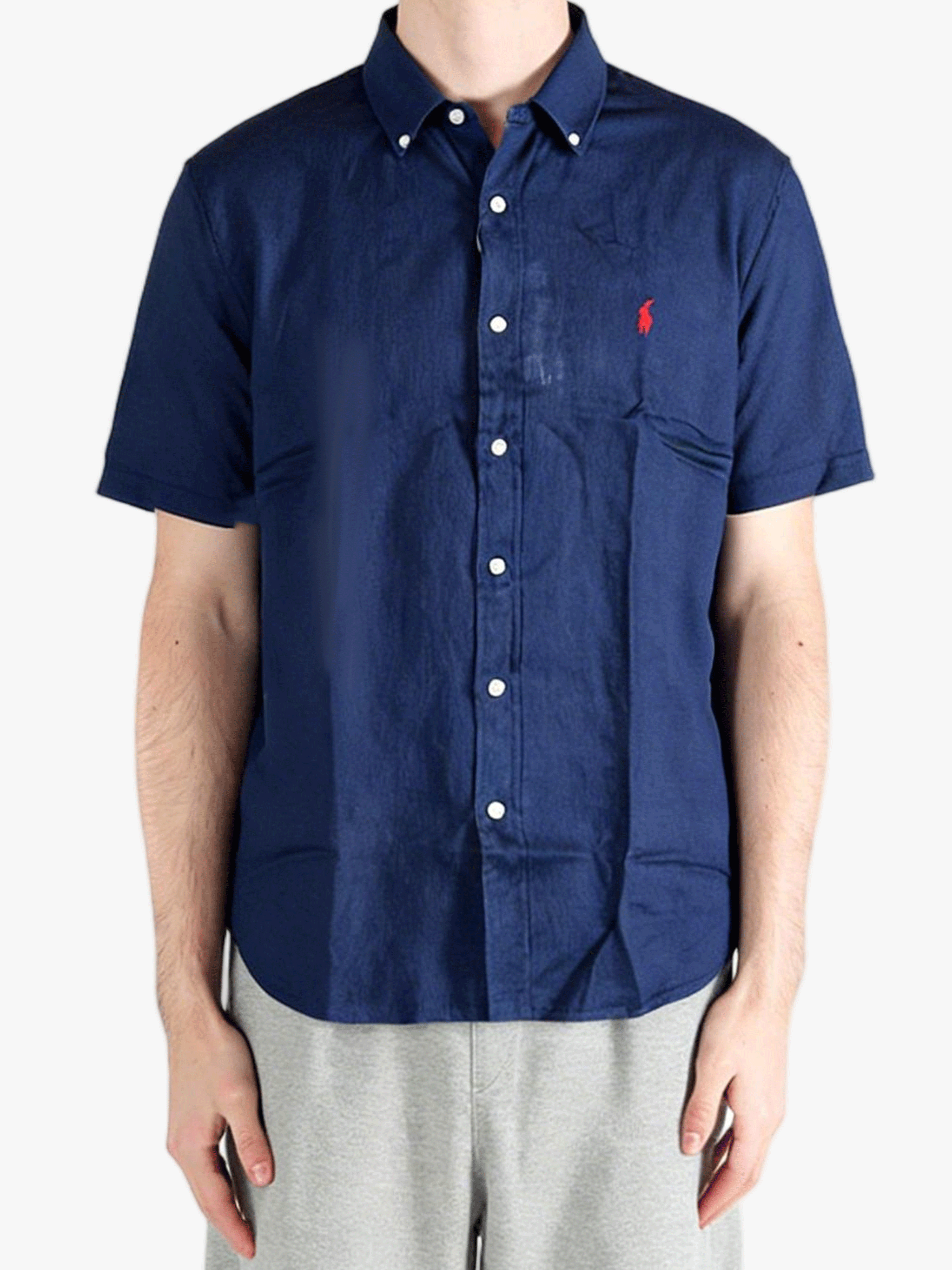 POLO RALPH LAUREN - Men Short Sleeve Piece Dye Linen Sport Shirt