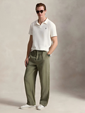 POLO RALPH LAUREN - Men Short-Sleeve Cotton Linen Johnny Collar Polo