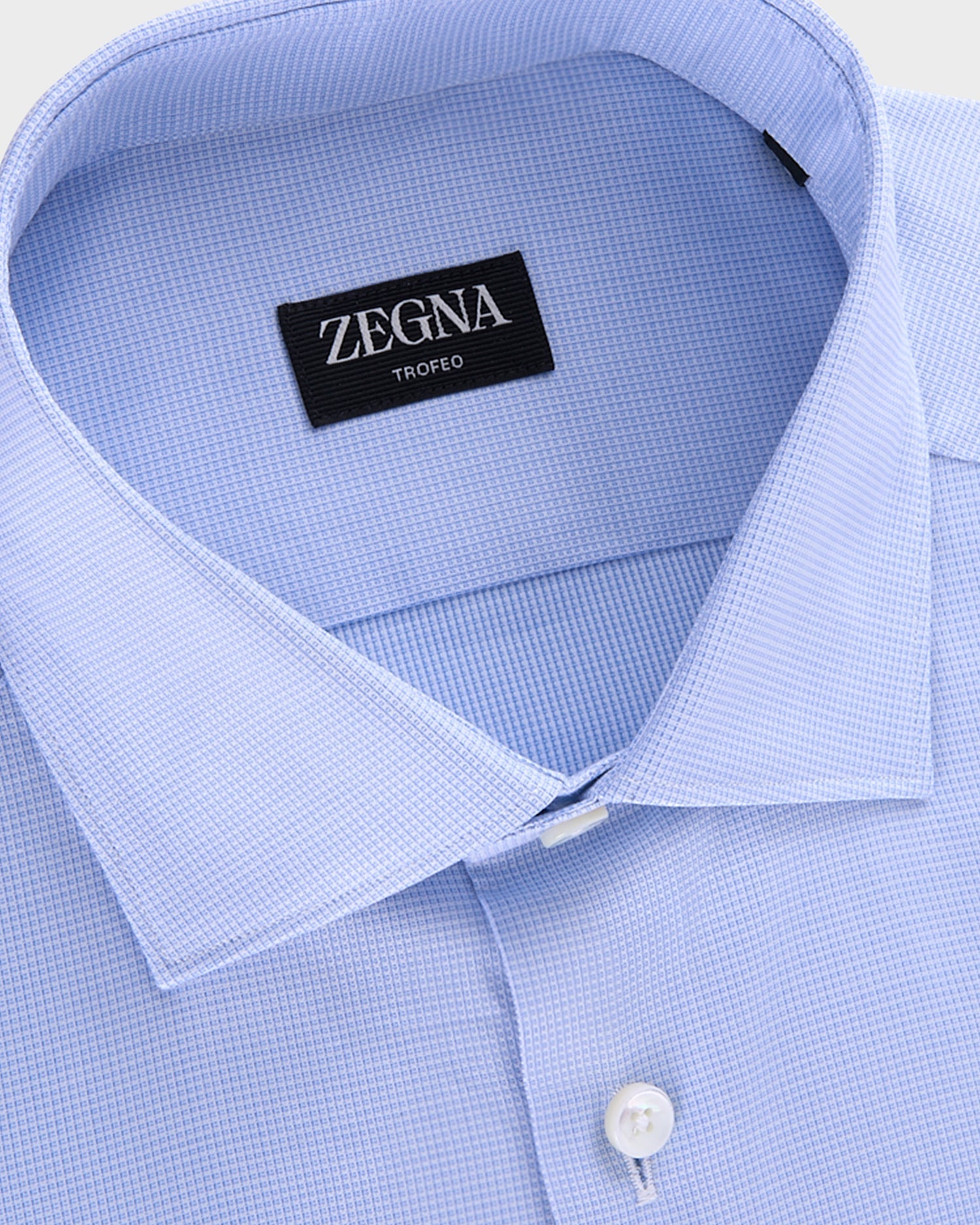 Blue Microtexture Trofeo Cotton Shirt