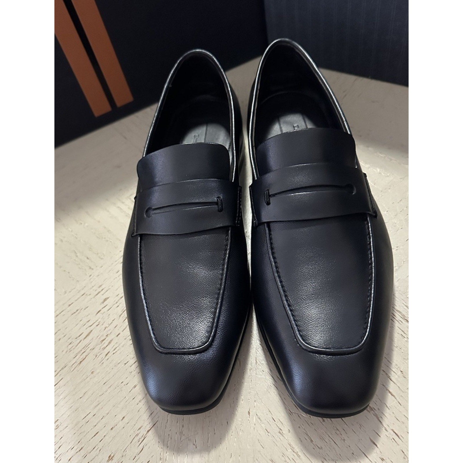 New $1190 Ermenegildo Zegna Leather Reverse Construction Loafers Black 7 US/40 E