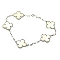 Vintage Alhambra Bracelet Sterling Silver and 18K White Gold and Mother of Pearl