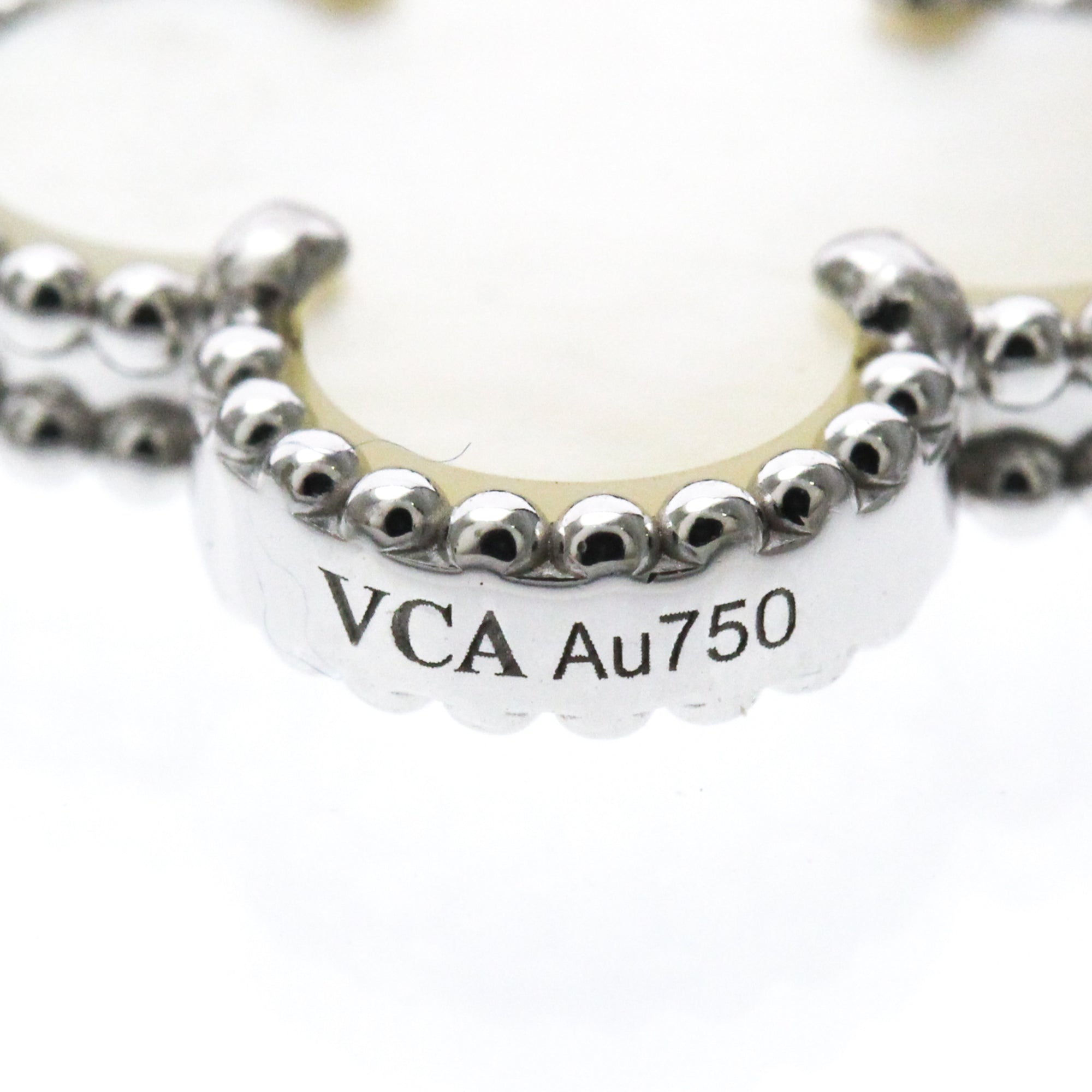Vintage Alhambra Bracelet Sterling Silver and 18K White Gold and Mother of Pearl