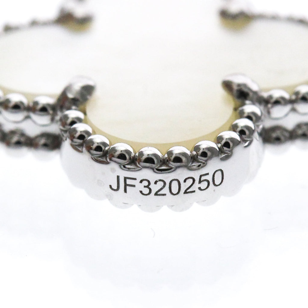 Vintage Alhambra Bracelet Sterling Silver and 18K White Gold and Mother of Pearl