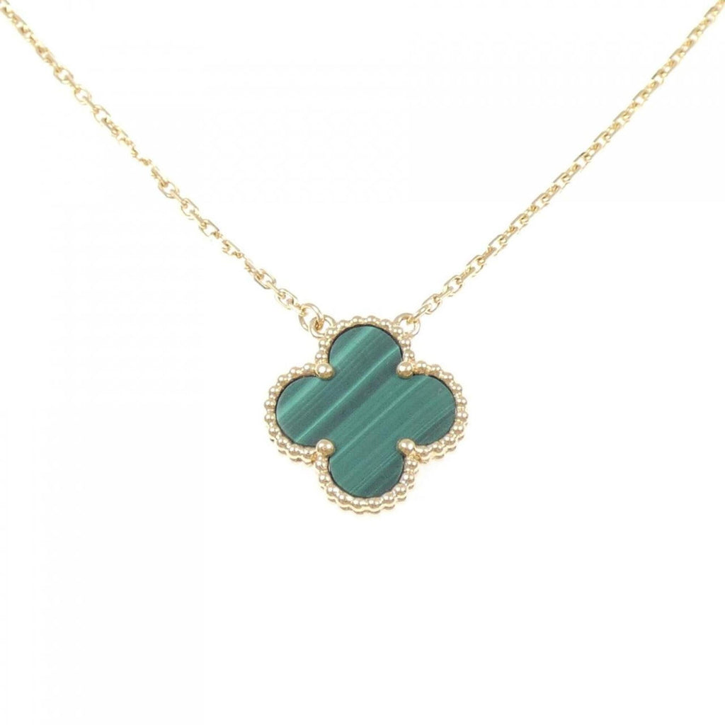 Vintage Alhambra Pendant Necklace 18K Yellow Gold and Malachite
