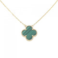 Vintage Alhambra Pendant Necklace 18K Yellow Gold and Malachite
