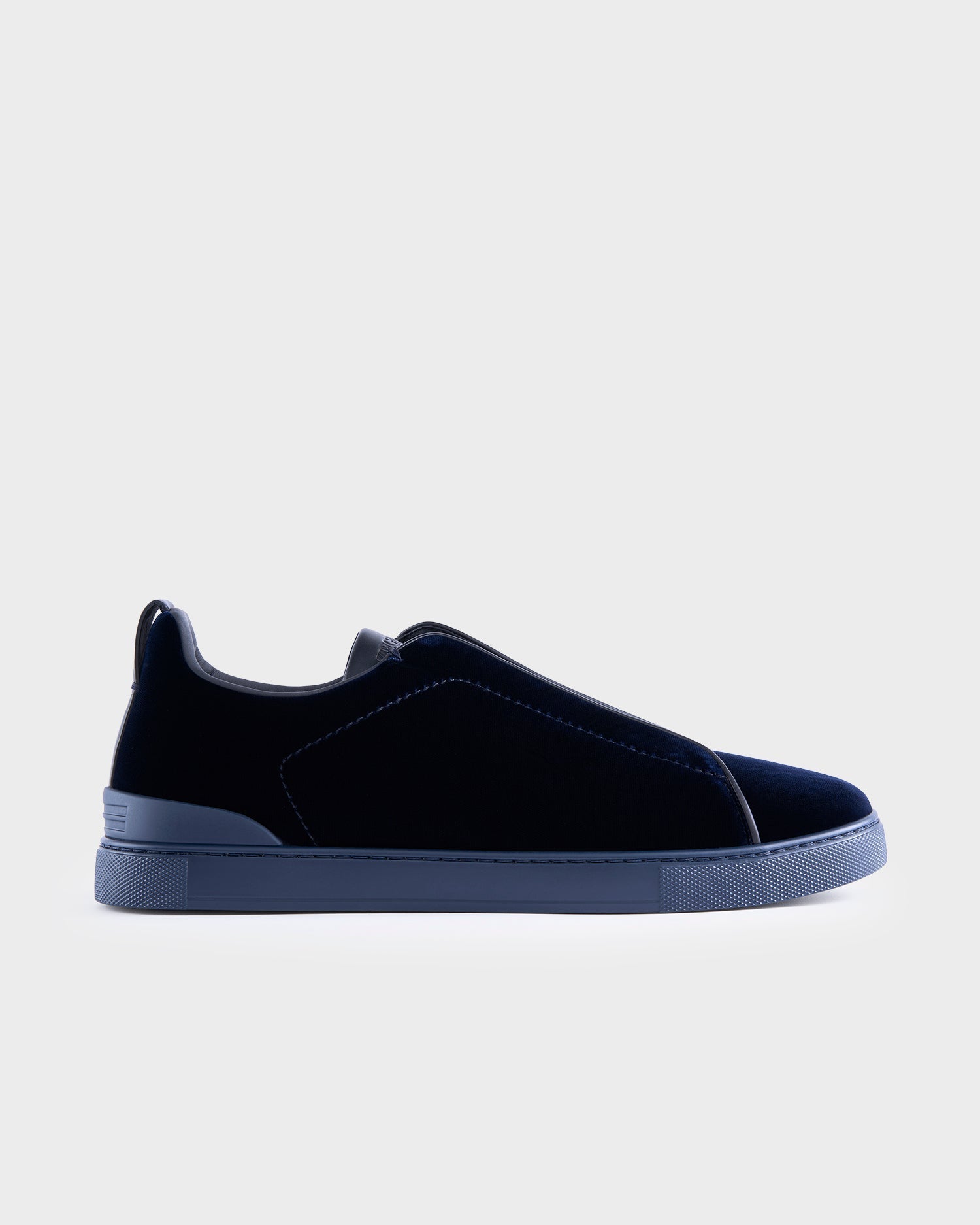 Midnight Blue Velvet Triple Stitch Sneakers