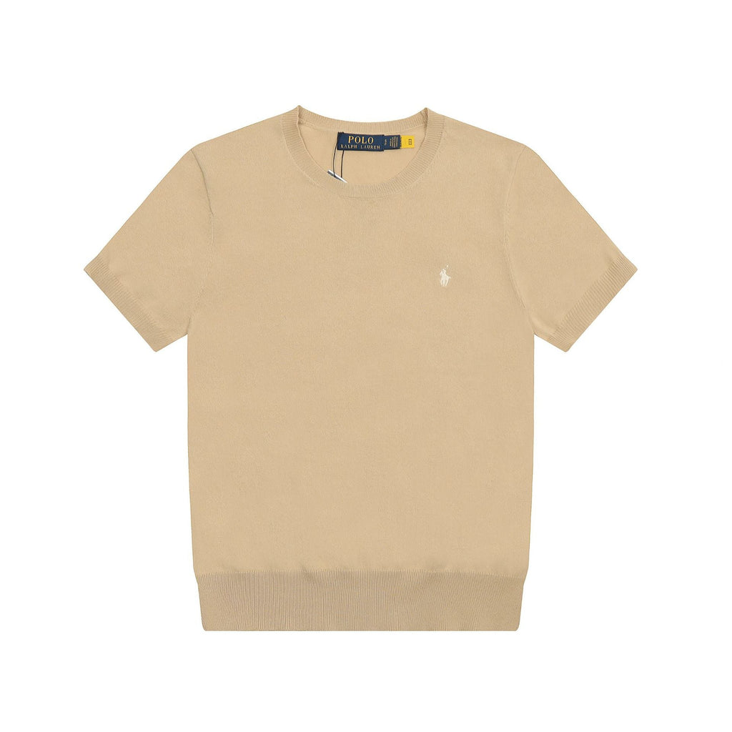 Ralph Lauren Knitted sweaters Ralph Lauren Knitted Short Sleeved Shirt RLl Pony Standard Knitted Twist Embroidered Short Sleeve Top T-Shirt