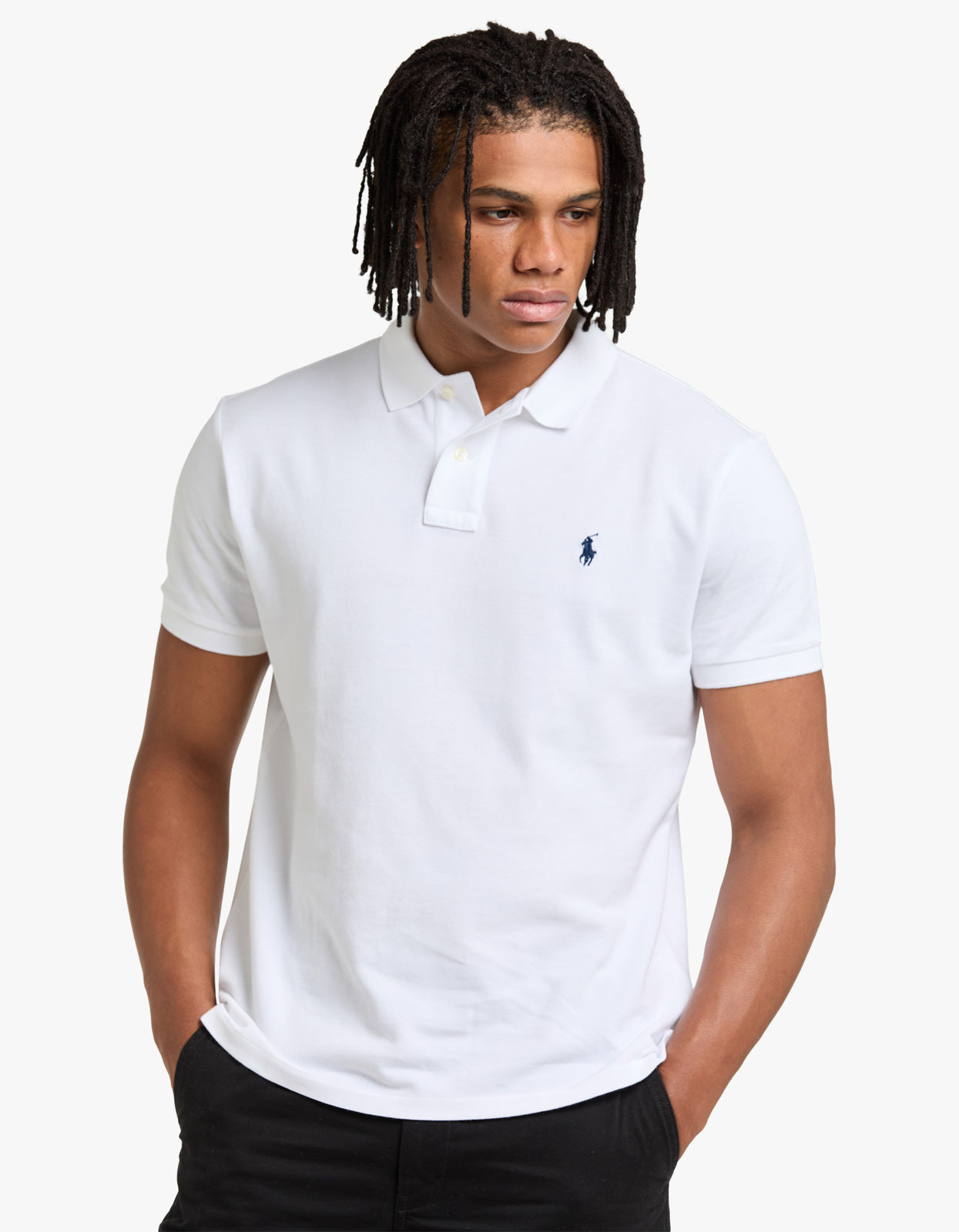 Custom Slim Fit Mesh S/S Polo Shirt - White