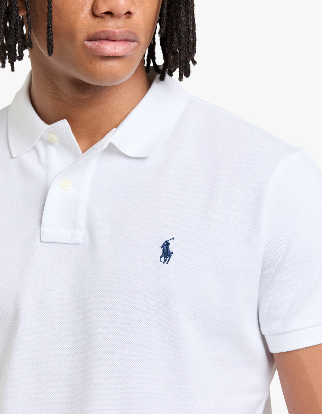 Custom Slim Fit Mesh S/S Polo Shirt - White