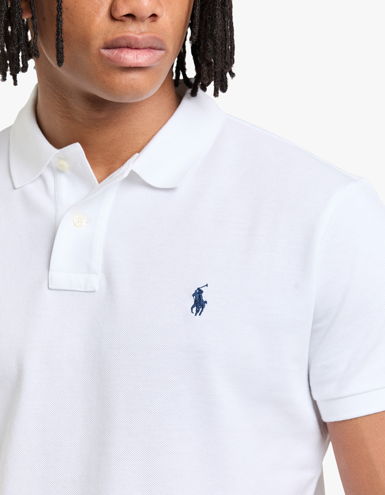 Custom Slim Fit Mesh S/S Polo Shirt - White