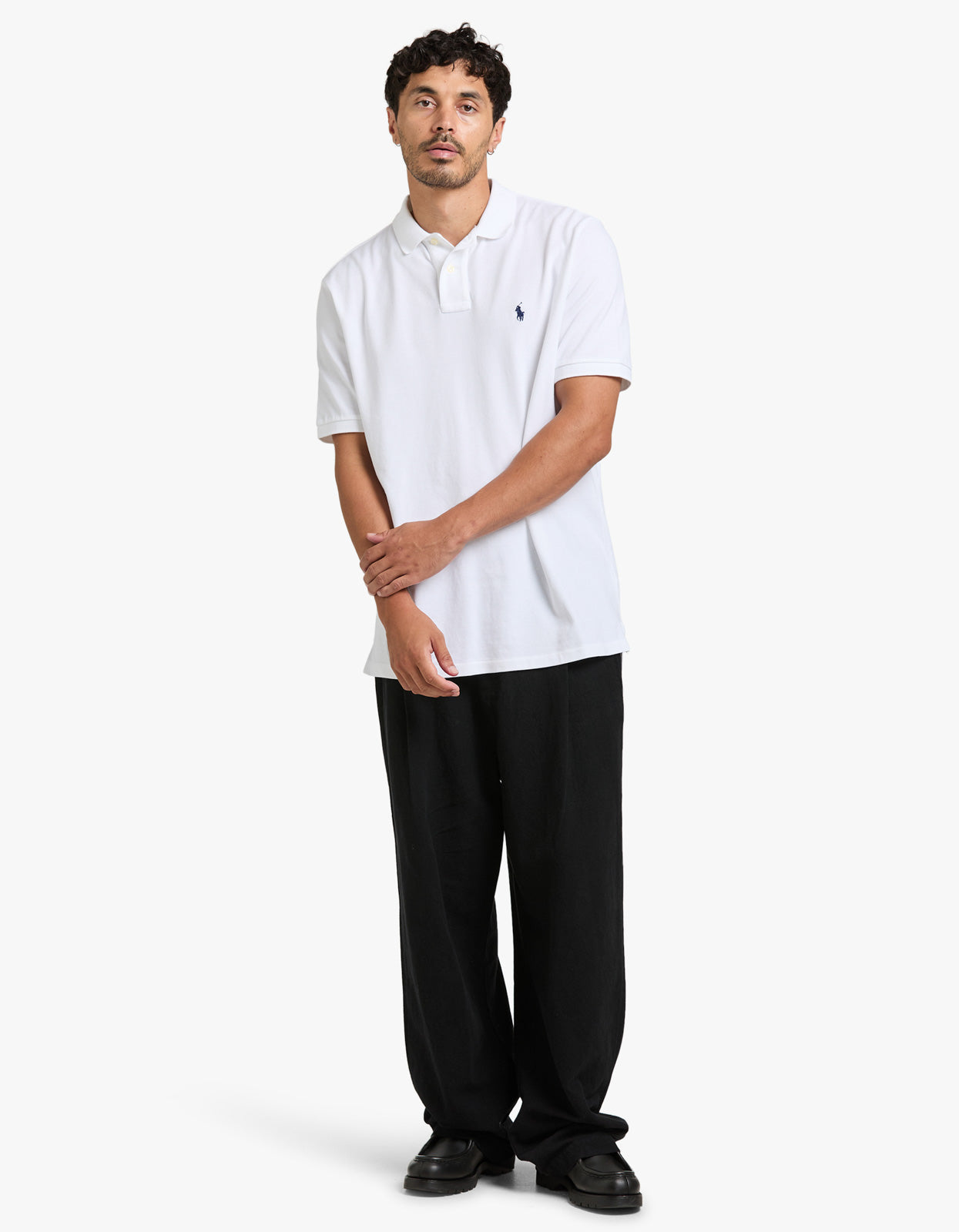 Classic Fit Mesh S/S Polo Shirt - White