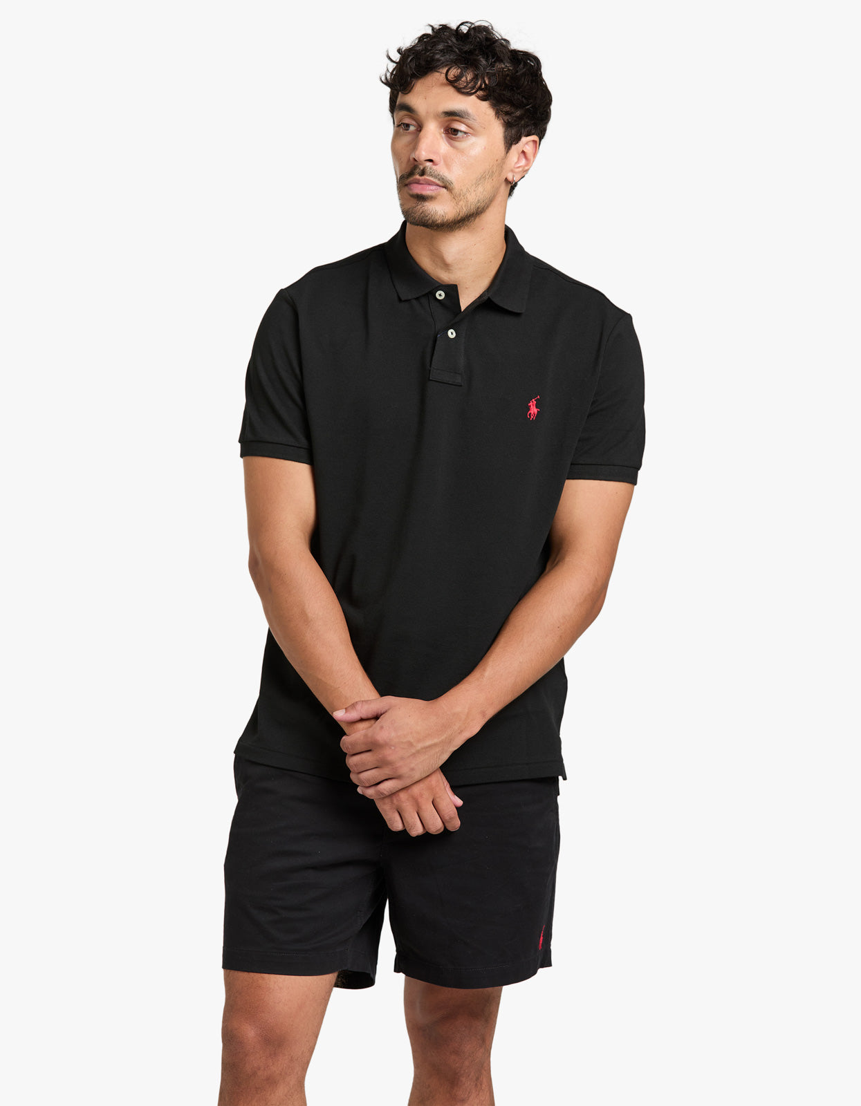 Custom Slim Fit Mesh S/S Polo Shirt - Polo Black/C3870