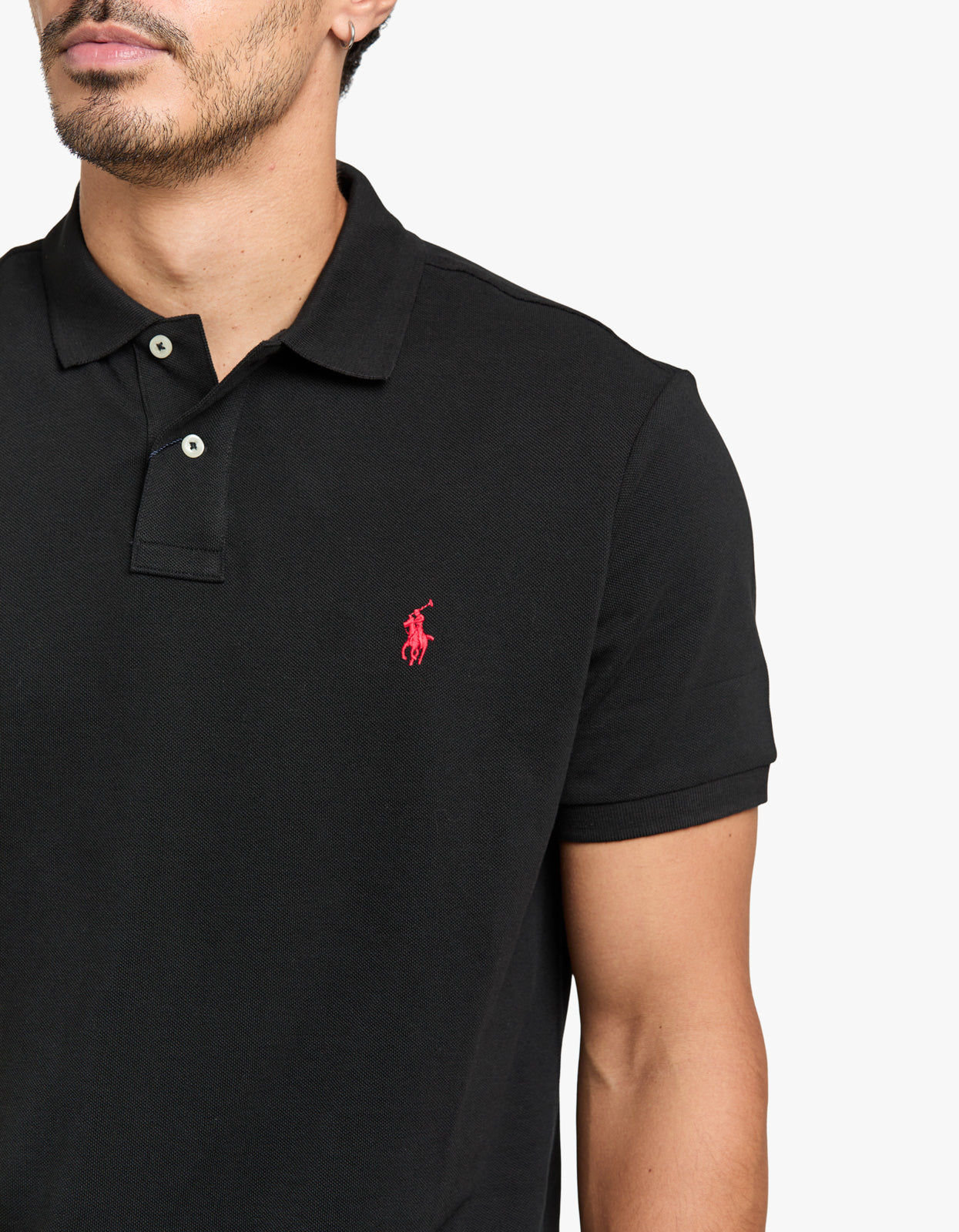 Custom Slim Fit Mesh S/S Polo Shirt - Polo Black/C3870