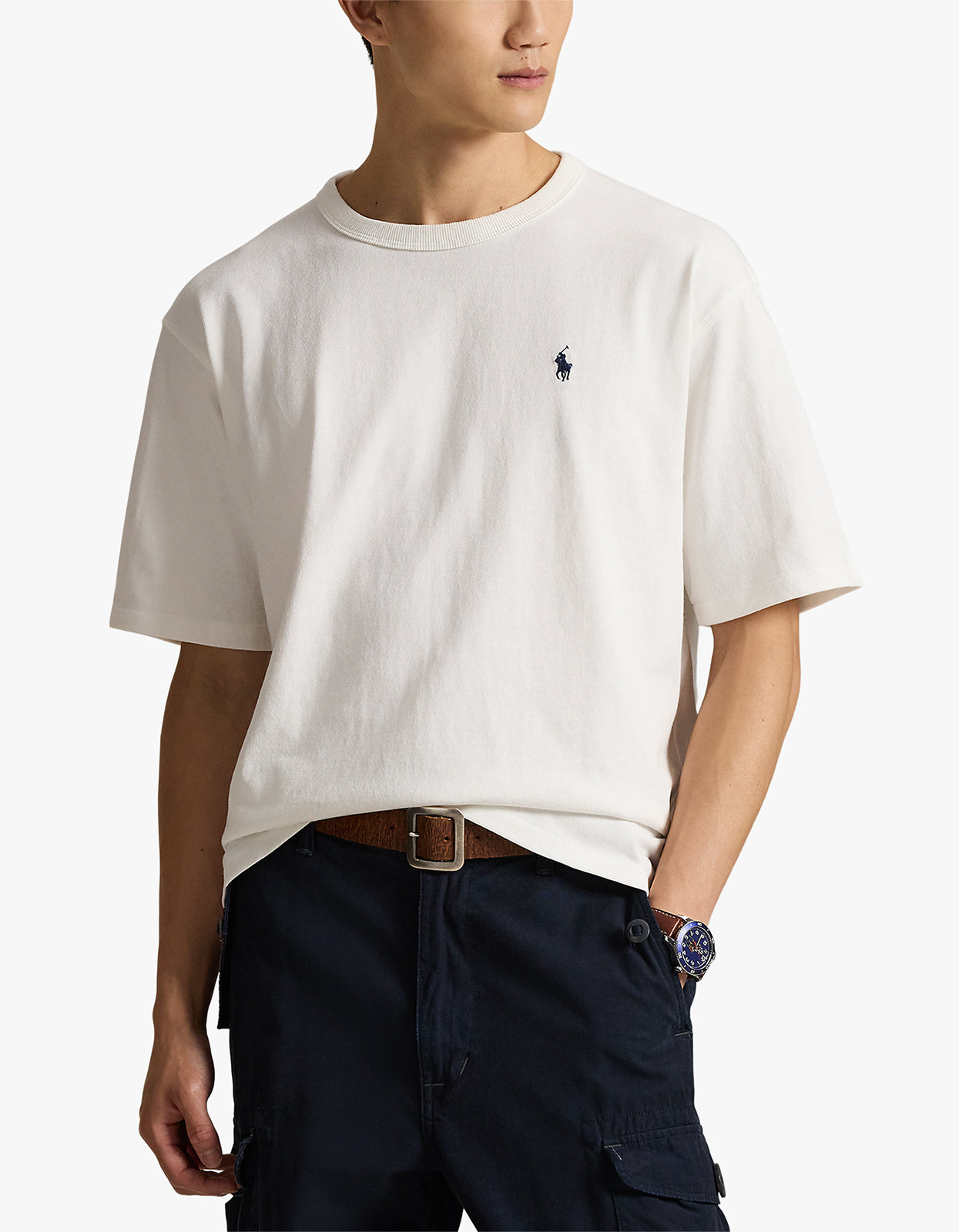 Relaxed Fit Logo Jersey T Shirt - Deckwash White