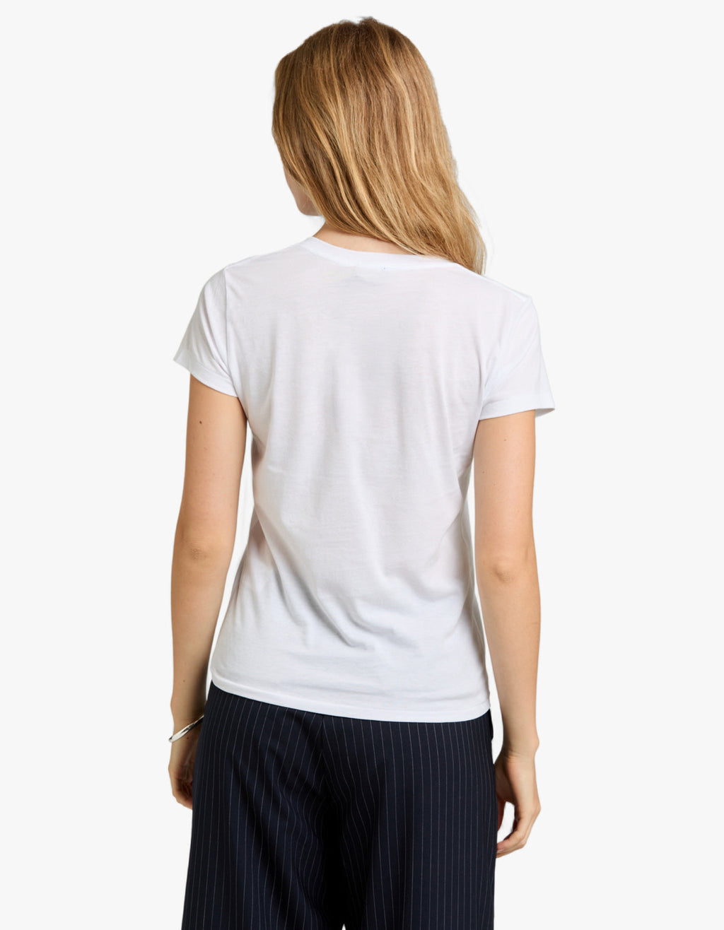 V Neck Short Sleeve T-Shirt - White