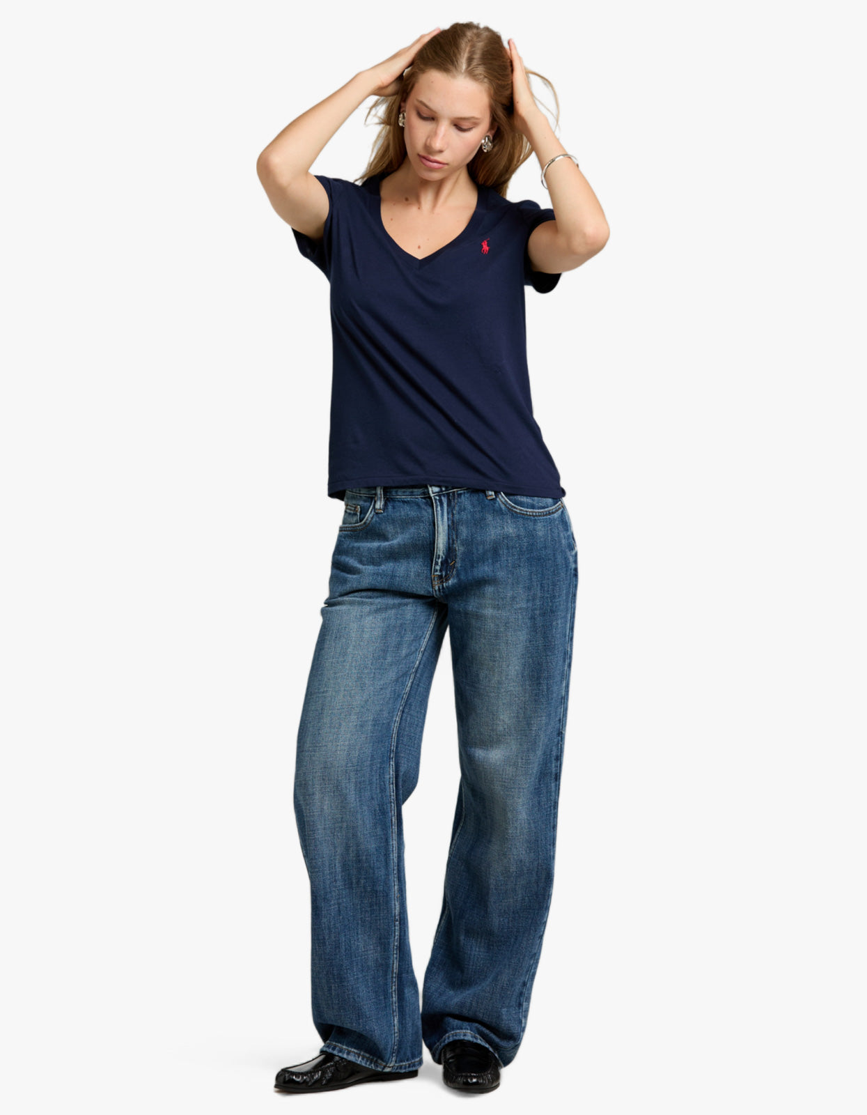 V Neck Short Sleeve T-Shirt - Cruise Navy