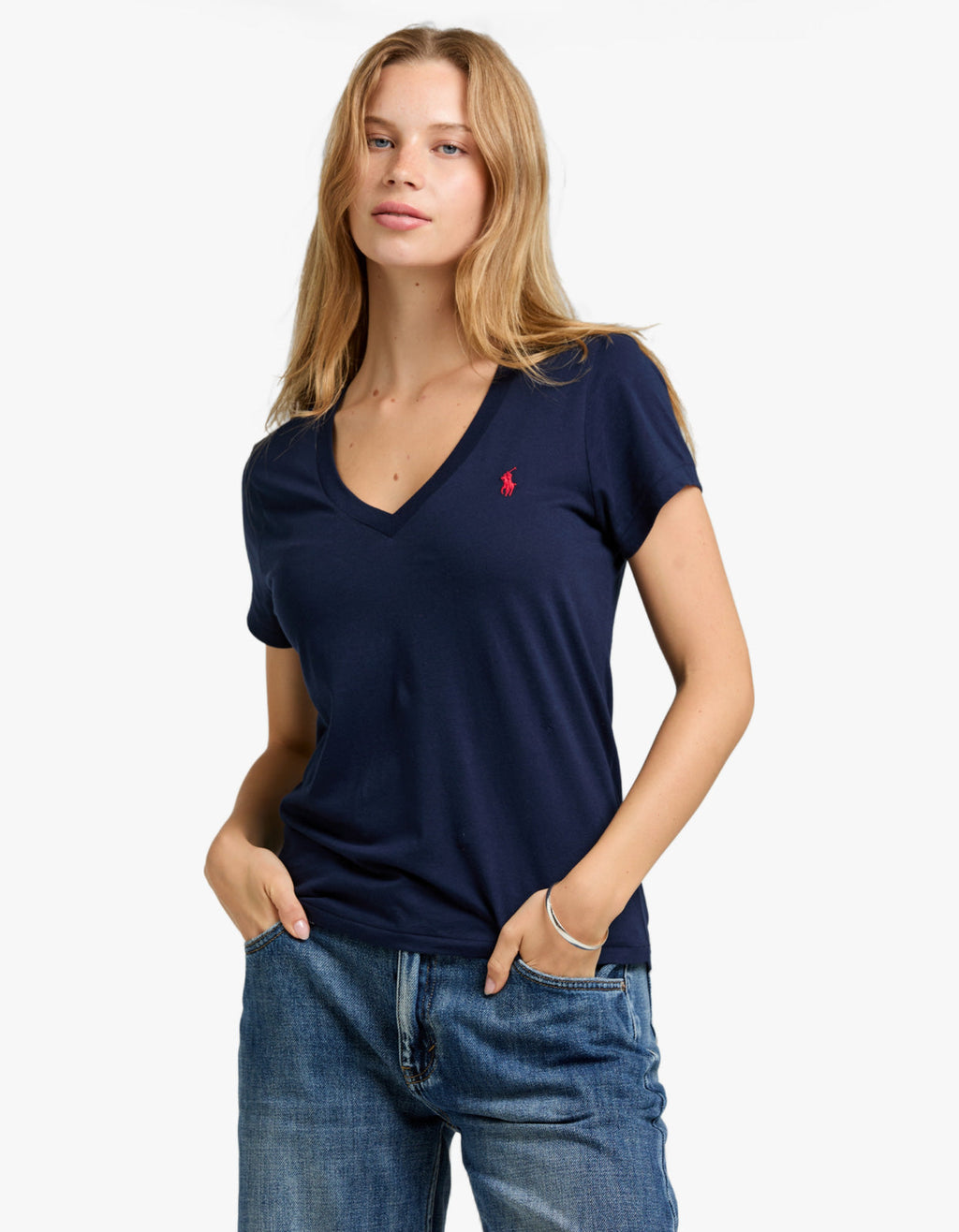 V Neck Short Sleeve T-Shirt - Cruise Navy