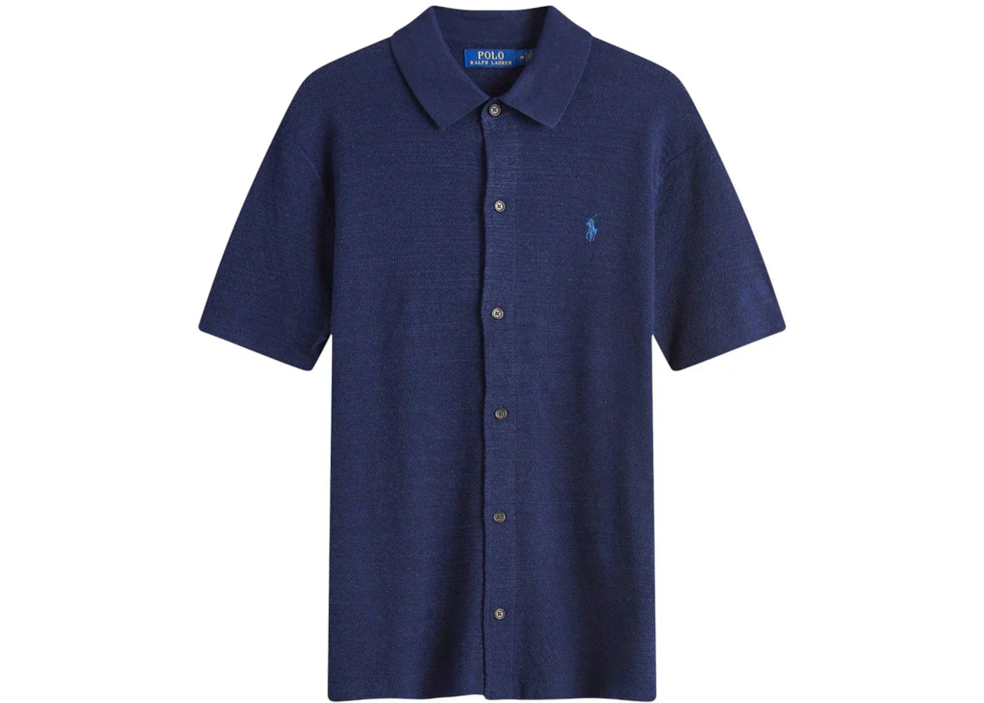 Polo Ralph Lauren Button Through Knitted Polo Shirt Bright Navy