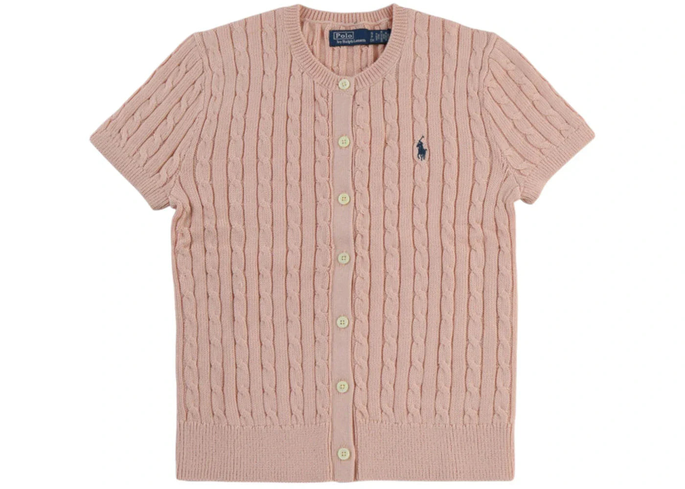 Polo Ralph Lauren Short Sleeve Crewneck Cardigan Pale Pink