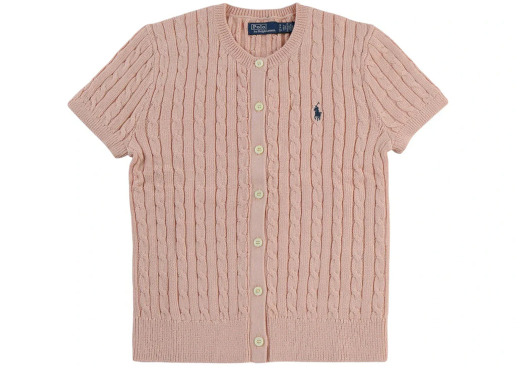 Polo Ralph Lauren Short Sleeve Crewneck Cardigan Pale Pink