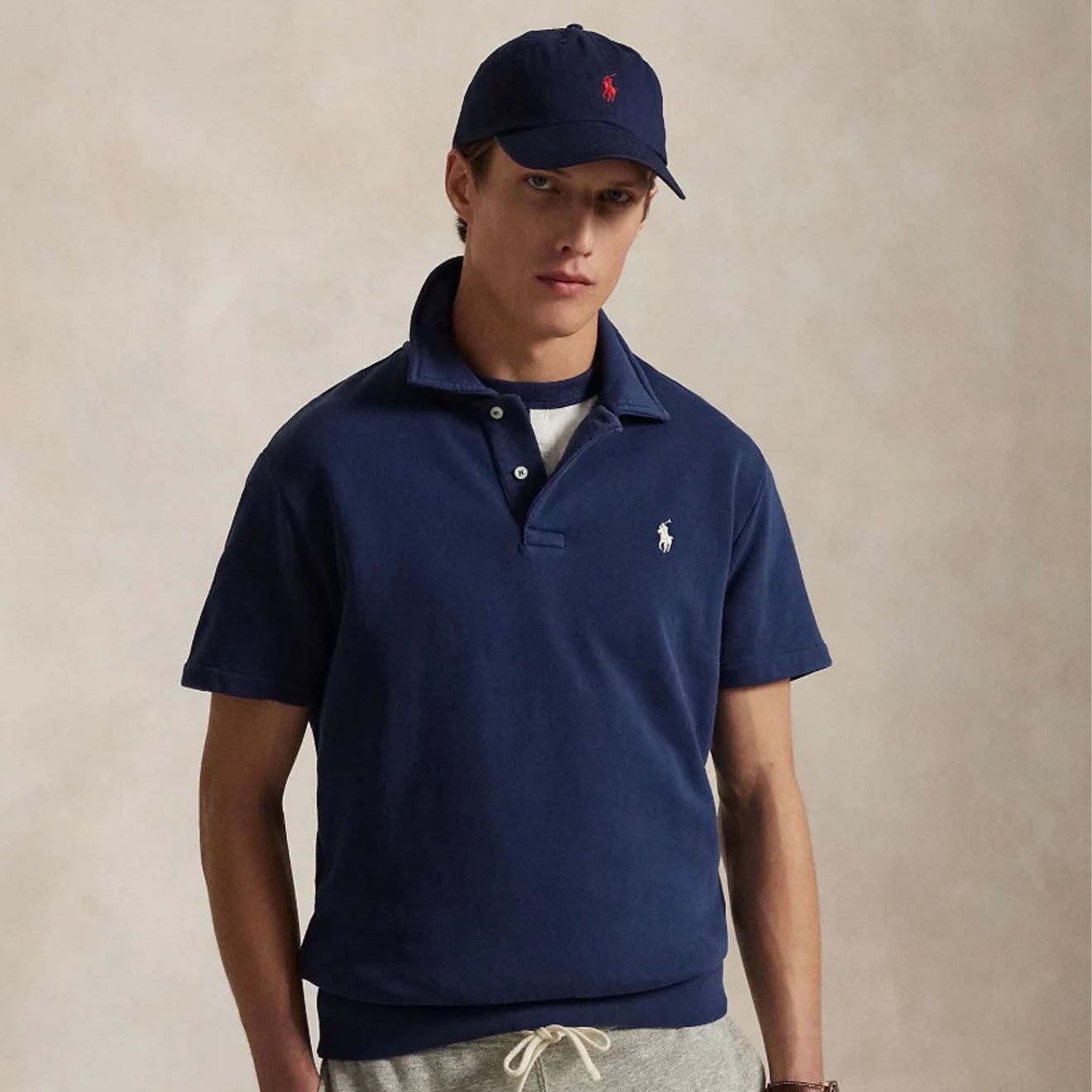Polo Ralph Lauren Loopback Fleece Polo Collar Sweatshirt Cruise Navy