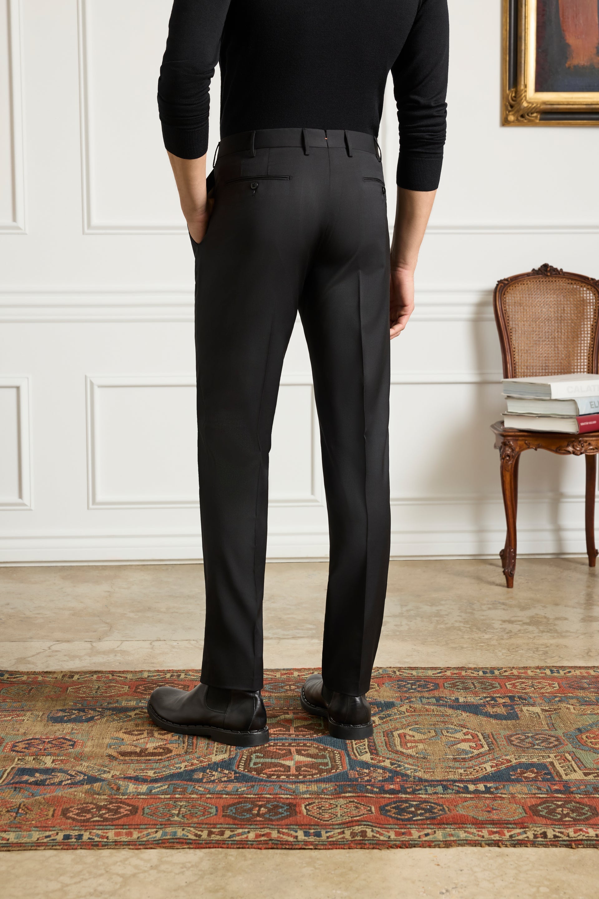 Parker Platinum Super 130s Gab Trouser - Black