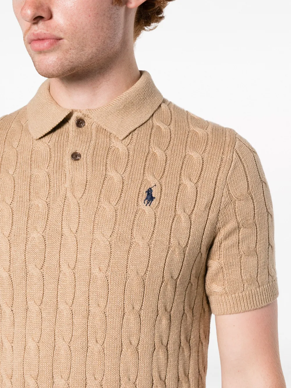 POLO RALPH LAUREN - Men Short Sleeve Cotton Cable Knit Sweater Polo