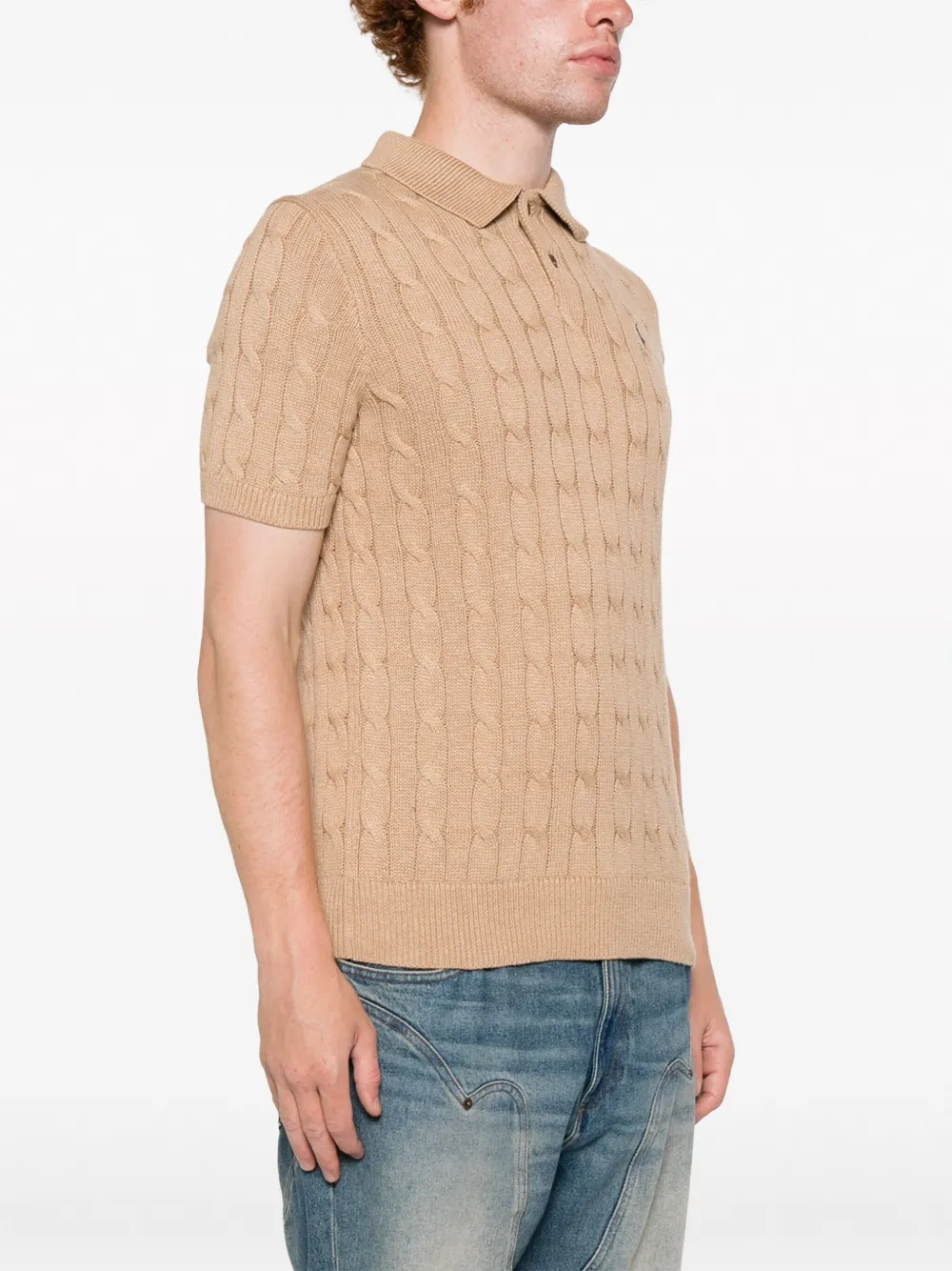 POLO RALPH LAUREN - Men Short Sleeve Cotton Cable Knit Sweater Polo
