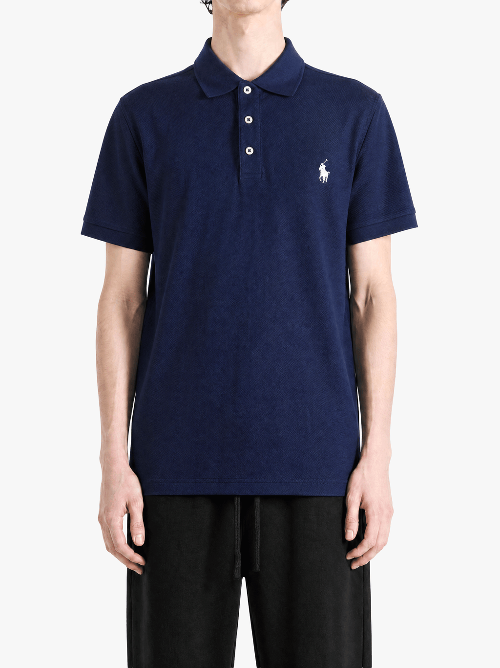 POLO RALPH LAUREN - Men Short-Sleeve Cotton Honeycomb Textured Custom Slim Polo Shirt