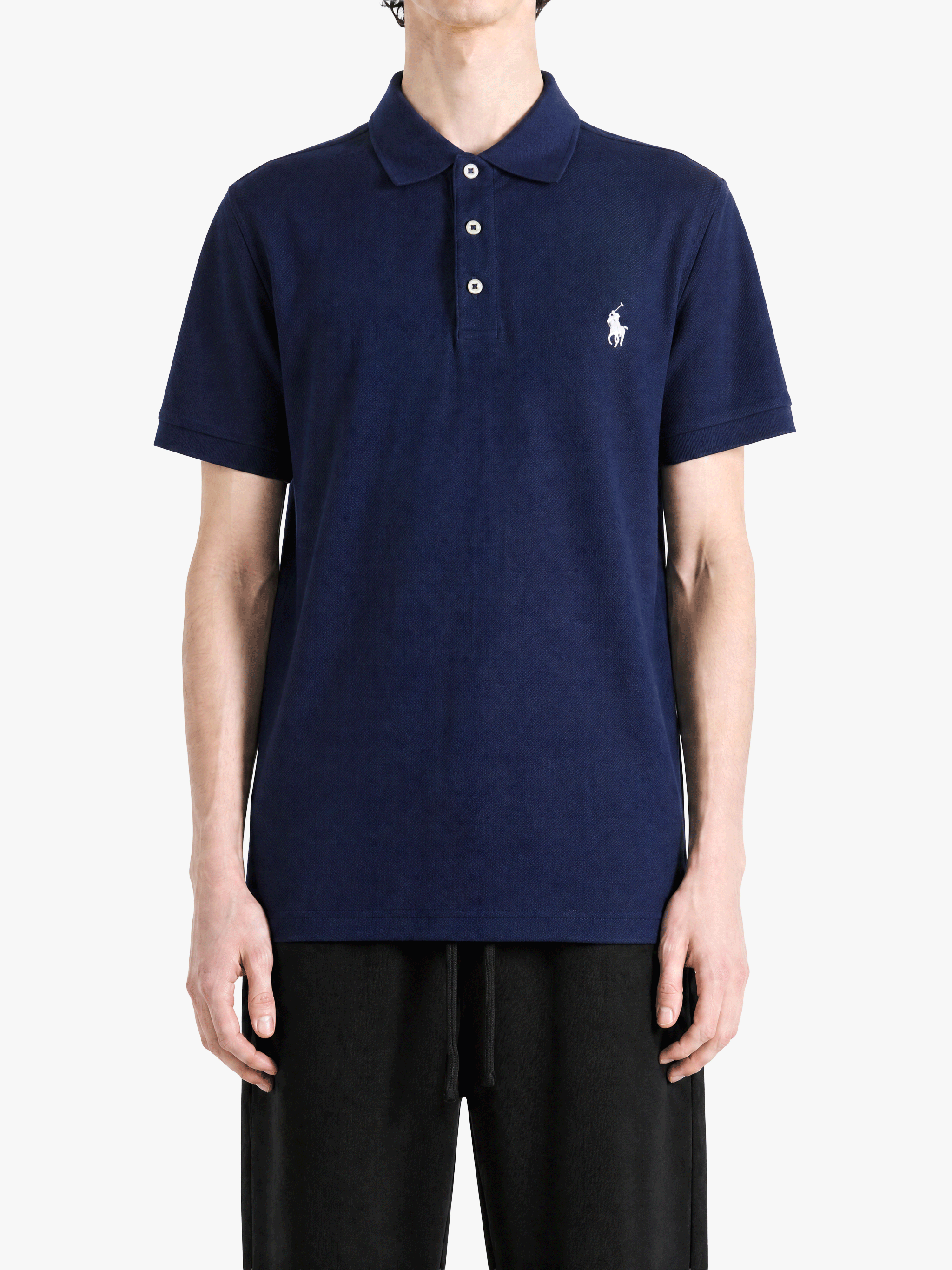 POLO RALPH LAUREN - Men Short-Sleeve Cotton Honeycomb Textured Custom Slim Polo Shirt