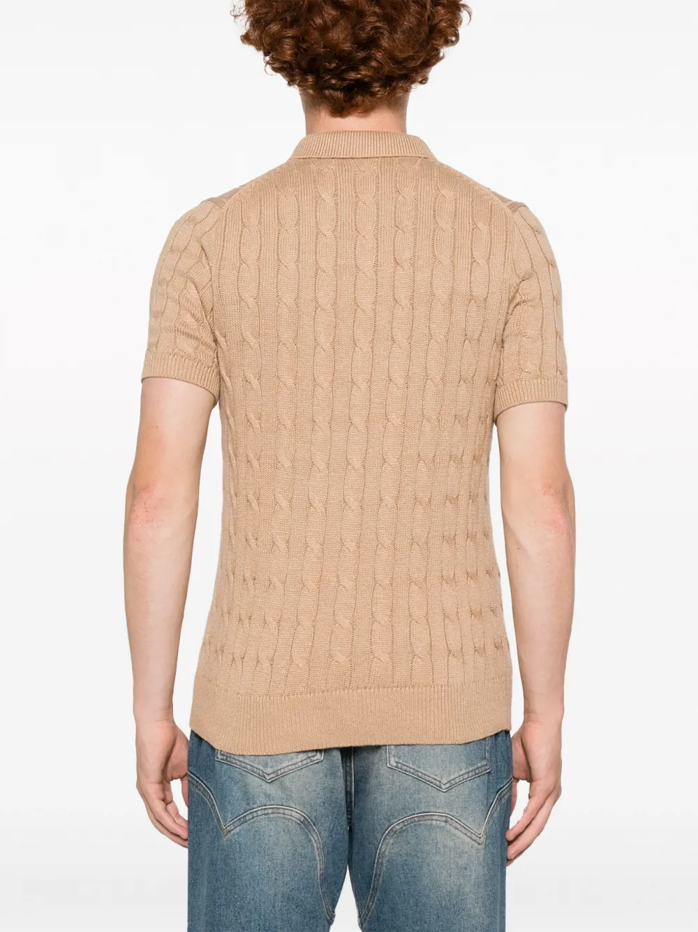 POLO RALPH LAUREN - Men Short Sleeve Cotton Cable Knit Sweater Polo