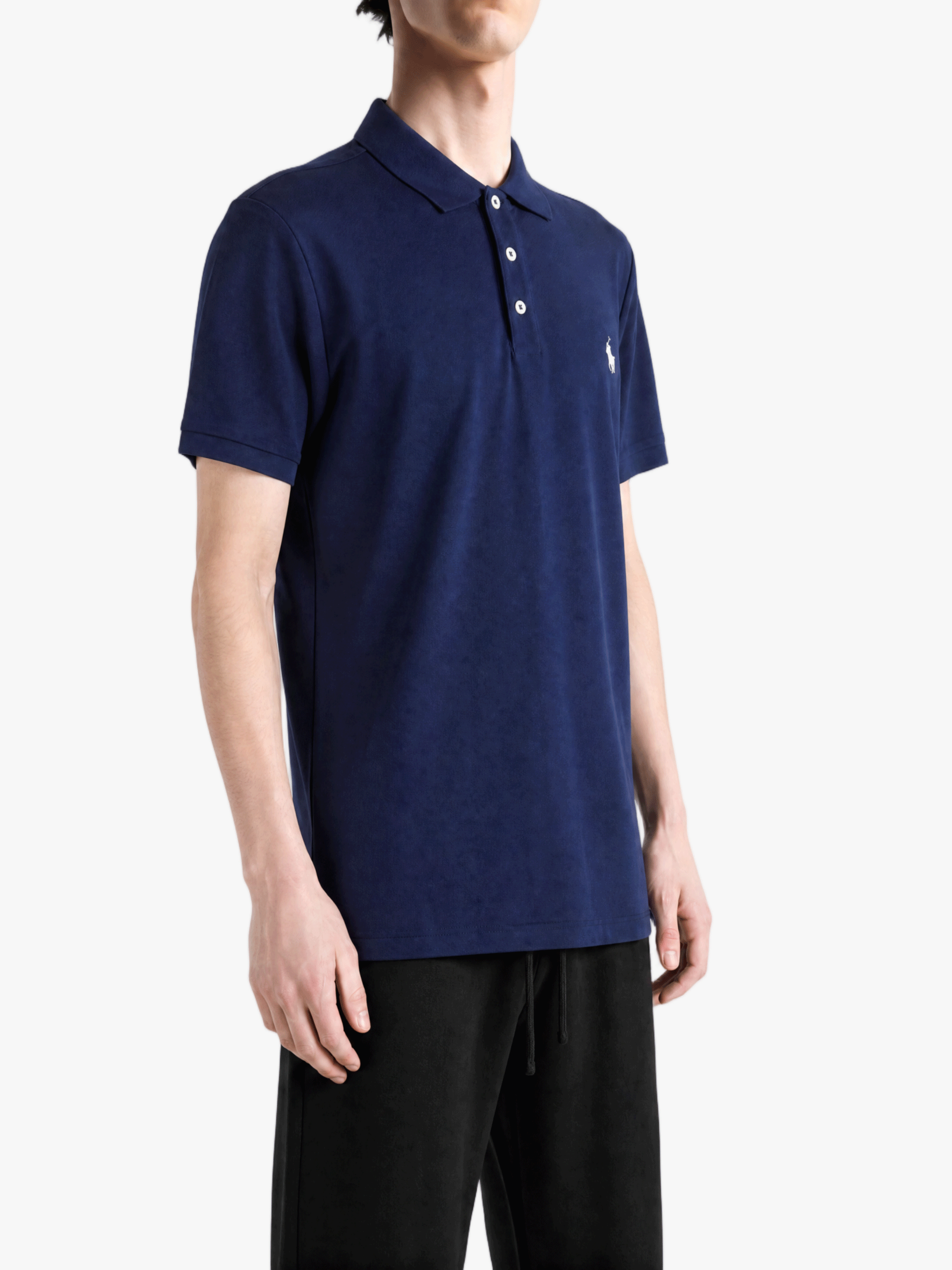 POLO RALPH LAUREN - Men Short-Sleeve Cotton Honeycomb Textured Custom Slim Polo Shirt