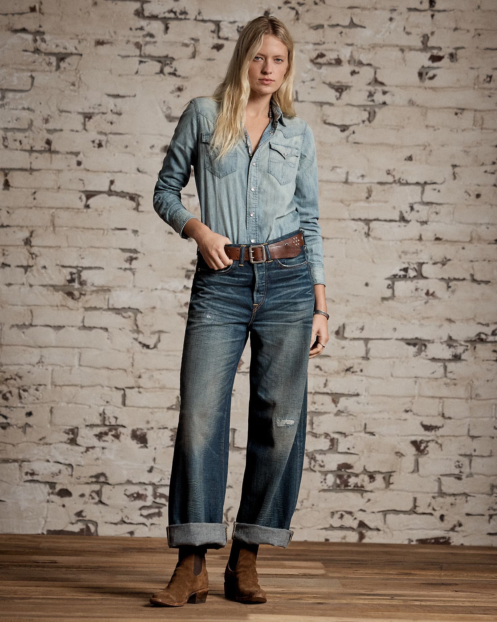 Double RL - Vintage Wide Fit Distressed Kenley Jean - Kenley Wash