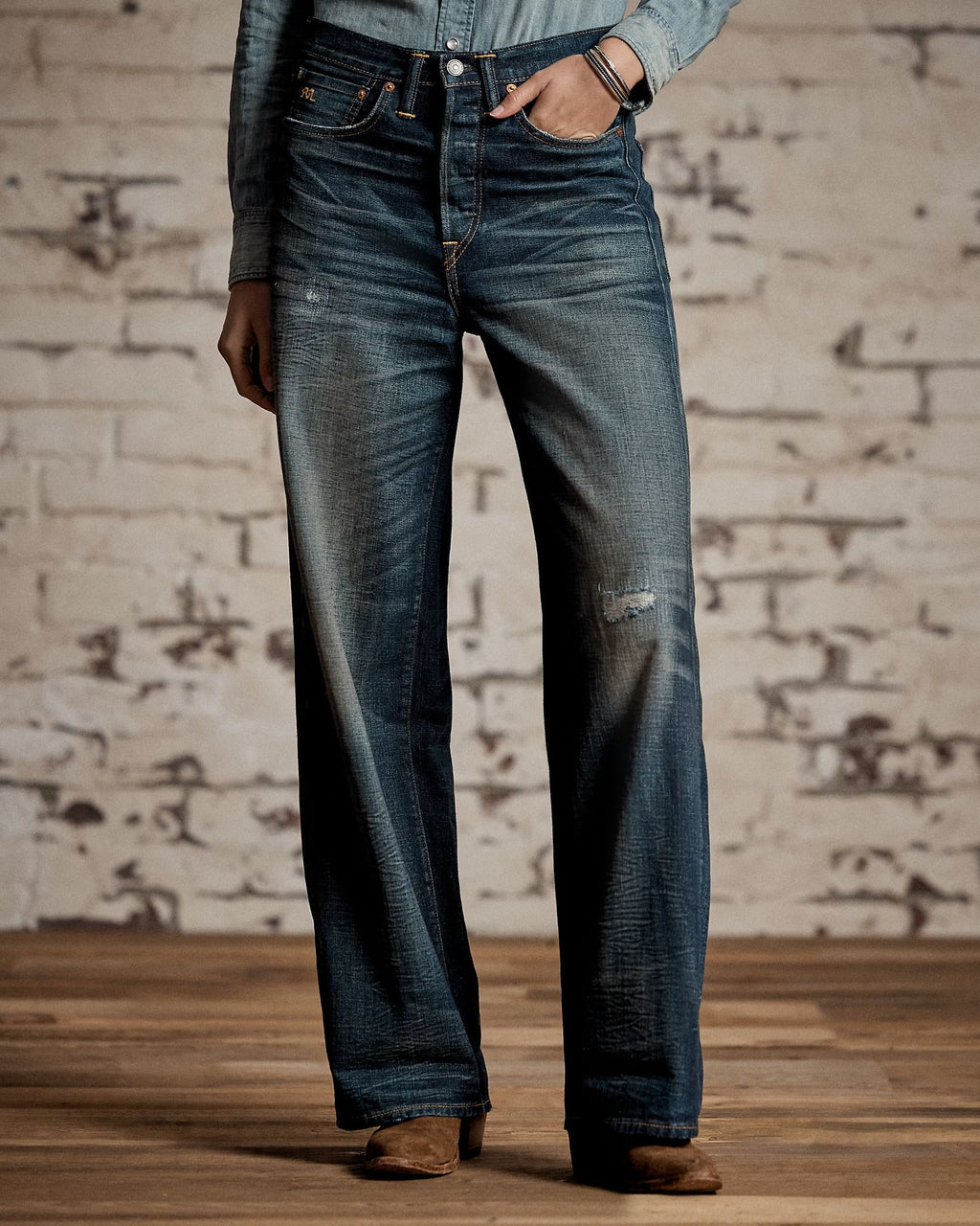 Double RL - Vintage Wide Fit Distressed Kenley Jean - Kenley Wash