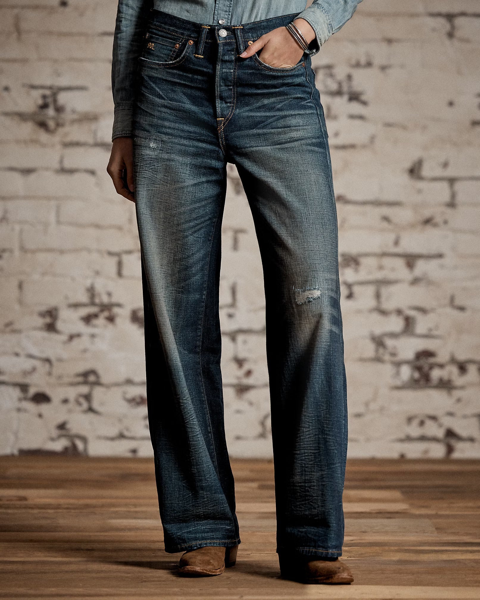 Double RL - Vintage Wide Fit Distressed Kenley Jean - Kenley Wash